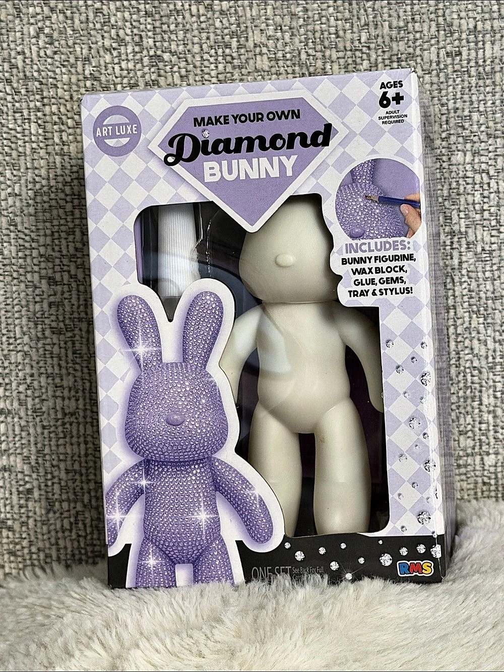 RMS / Art Lux - Make Your Own Diamond Bunny DIY Craft Kit Purple Bunny NWT